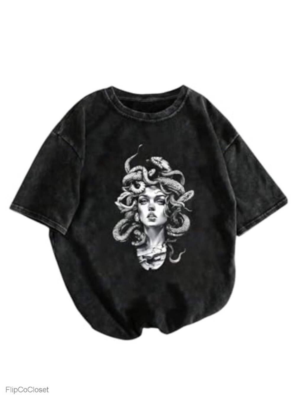 Women's Graphic Tee Drop Shoulder Short Sleeve Crew Neck Vintage Summer Top